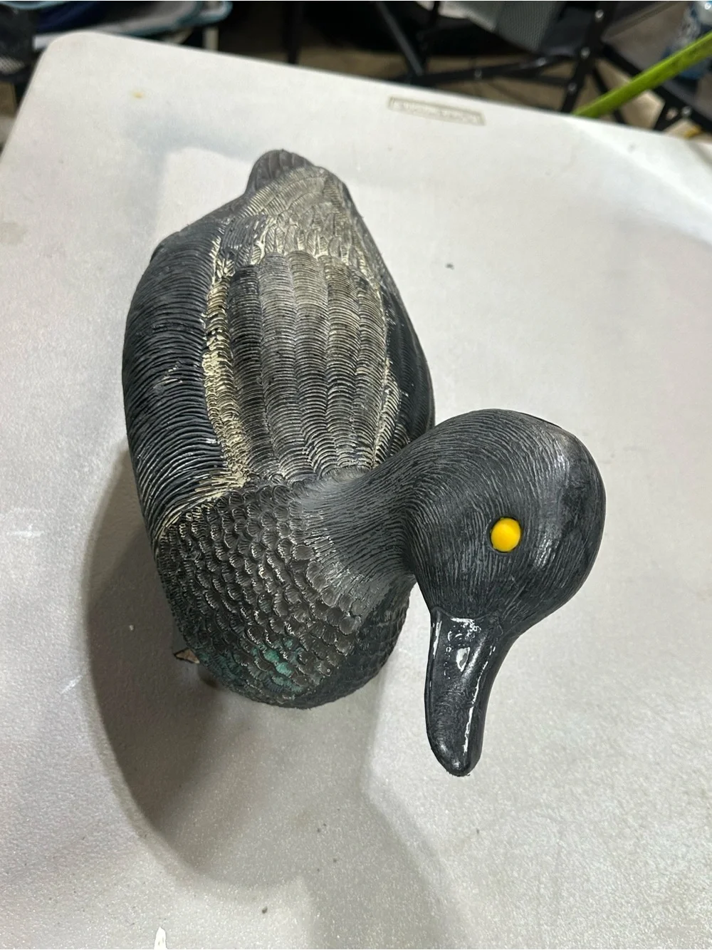 Vintage Flambeau Bluebill Diver Duck Decoy Inscribed Keel Cabin Bar Decor